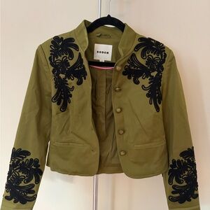 Boden Khaki Jacket with Black Embroidery